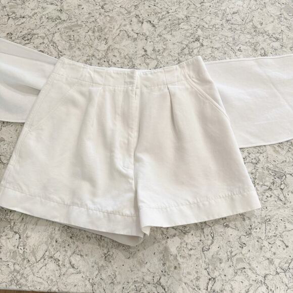 Tibi Shorts Women’s Size 2 White Cotton Tie High Waist - Picture 5 of 14